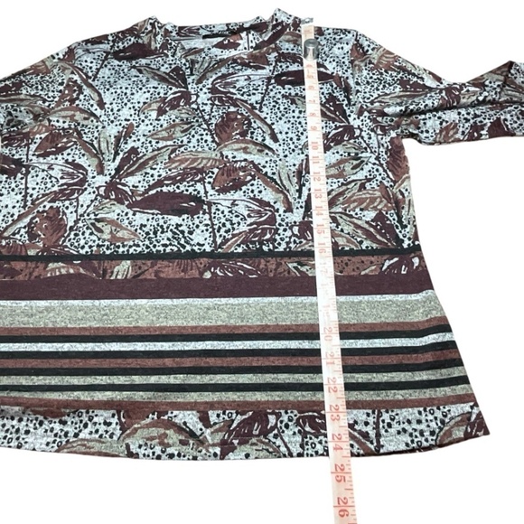 PAPA VANCOUVER Half Sleeve Crew Neck Knit Sweater Burgundy / Beige / Brown XXL - Picture 6 of 7